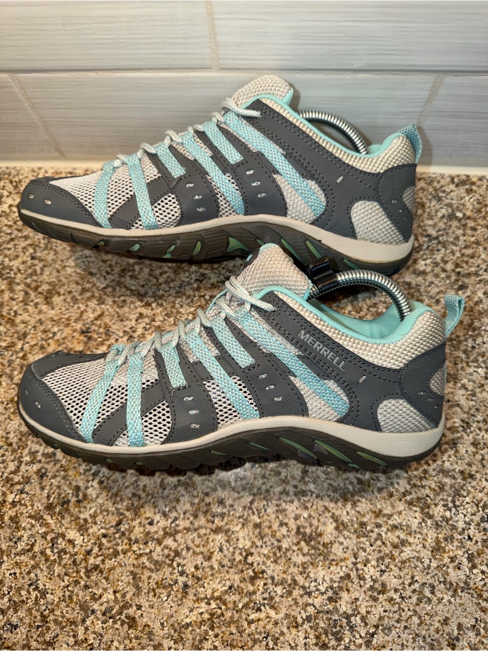 Merrell Women's Gray and Teal Lace-Up Trail Shoes